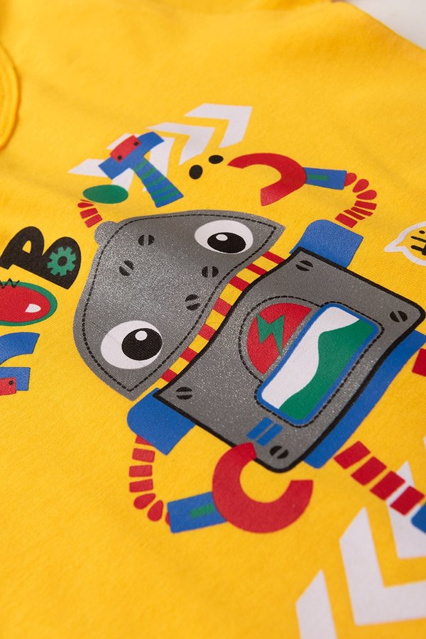 Conjunto Verão Robot Camiseta Manga Curta e Shorts Tactel - Tamanho 1 ao 3