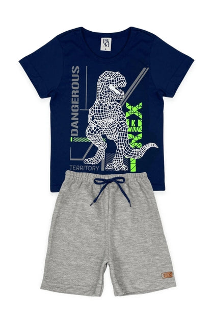 Conjunto Masculino Infantil Dinossauro T-Rex - Tamanho do 4 ao 10