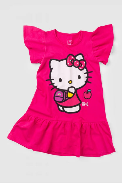 Vestido Feminino Infantil Pink - Hello Kitty - Tamanho do 3 ao 12