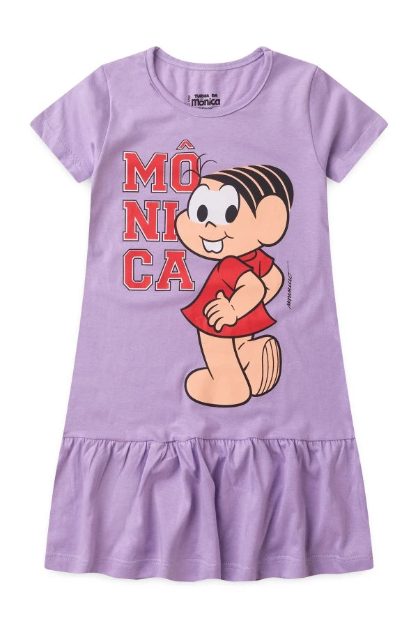 Vestido Feminino Infantil Lilás - Turma da Mônica - Tamanho do 1 ao 10